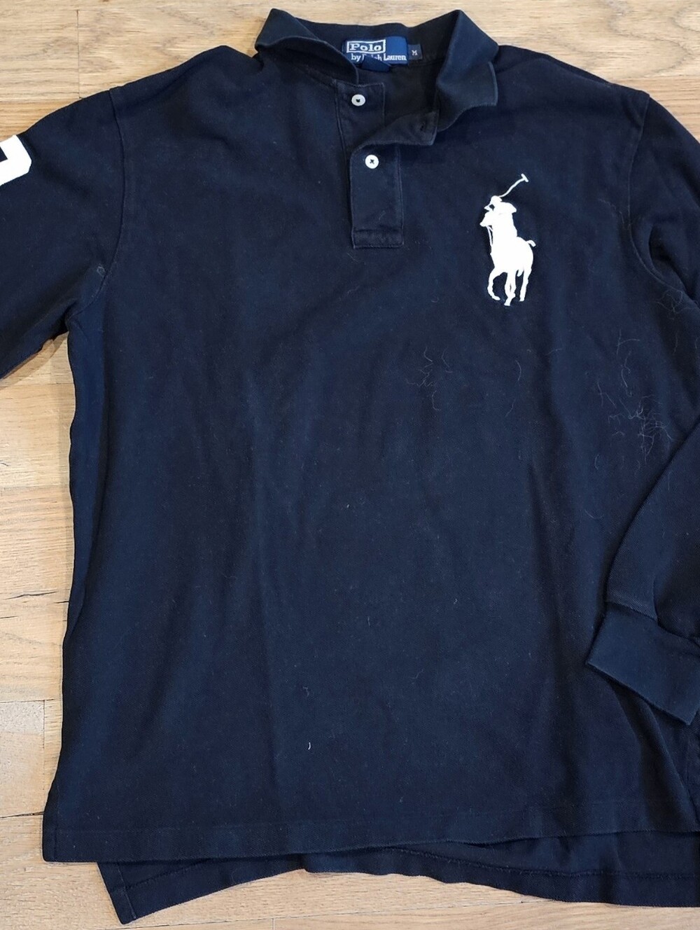 Polo Ralph Lauren Big Pony Long Sleeve Rugby Polo – Black | Size M